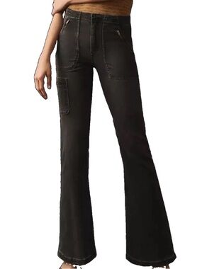 Pilcro Bootcut Moto Jeans Size 25 Carbon Black Anthropologie Y2K